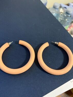Peach Hoop Earrings - Matte Resin Round Hoops